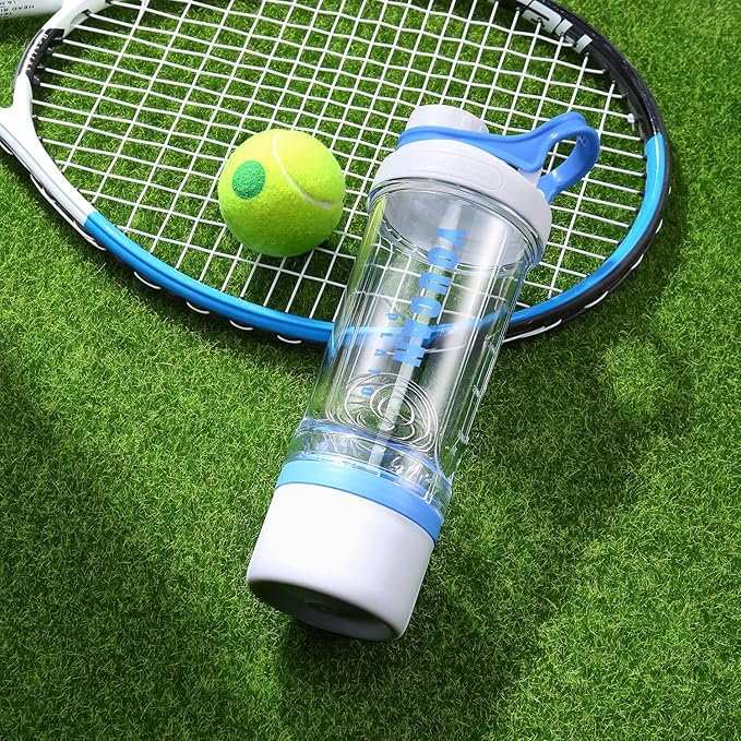 21oz Protein Shaker Bottle with Powder Storage Container-Shaker Cups for Protein Shakes-pre workout bottle-Mixer Cup-Gym Sport Water Bottle -Made with Tritan BPA Free,with Wire Whisk Balls (Blue)