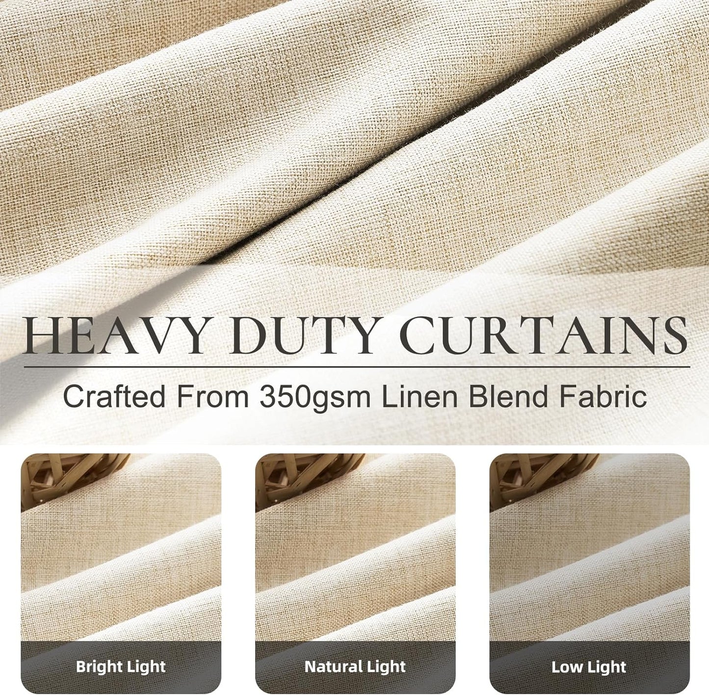100% Blackout Pinch Pleated Curtains 120 Inches Long,Extra Long Large 10 ft Length Linen Textured Thermal Insulated Curtains & Drapes for Living/Bedroom 118 Inch Window W40 xL120 x2Panels