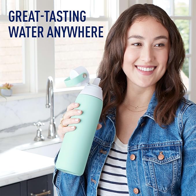 Brita Stainless Steel Premium Filtering Water Bottle, BPA-Free, Reusable, Insulated, Replaces 300 Plastic Water Bottles, Filter Lasts 2 Months or 40 Gallons, Includes 1 Filter, Glacier - 20 oz.