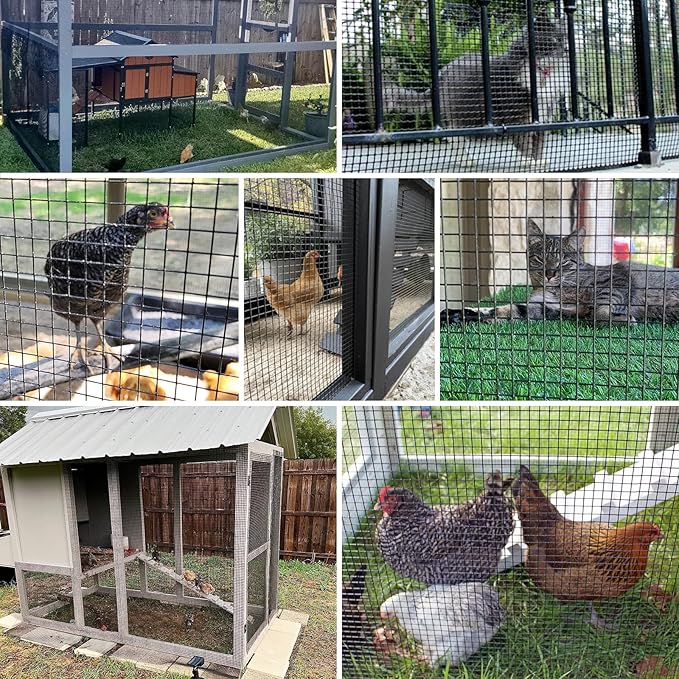 Thinkahead Black Hardware Cloth 1/2 inch 24 X 100 ft 19 Gauge Vinyl PVC Coated Wire Mesh Roll Galvanized Welding Chicken Wire Fencing, Garden Fence, Rabbit Wire, Home Improvement Project.