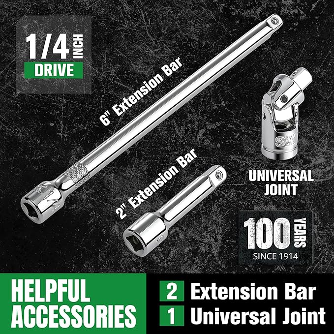 SK 1/4" Drive Socket Set with 160-P Ratchet, 30-Piece, Metric, SuperKrome Finish, Premium CR-V Construction, with EVA Foam Tool Organizer