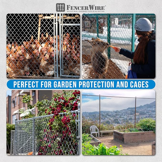 Fencer Wire 9 Gauge Black Vinyl Coated Galvanized Steel Chain Link Fence Fabric, Diamond Mesh Size 2-3/8 Inch, Galvanized Fencing Wire Roll for Garden and Animals Enclosure (6ft. x 50ft.)