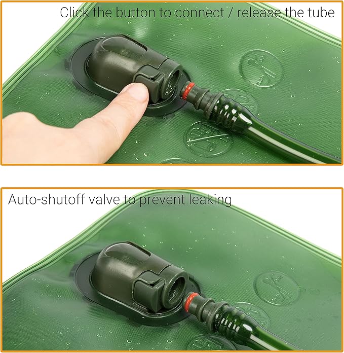 J.CARP Hydration Bladder 2 Liter Leak Proof Water Reservoir, Water Pouch Hydration Pack Replacement for Cycling, Hiking, Camping, Hunting, Running Green