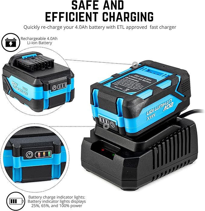 NEIKO 10883A Brushless Cordless Impact Wrench 1/2 Inch-Drive, 20-Volt Compact Impact, Cordless Power 1/2" Impact Gun for Car Tires w/Li-Ion Battery & Fast Charger, High Torque Electric Automotive Gun