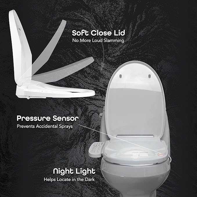BidetMate 3000 Series Electric Heated Bidet Smart Toilet Seat with Unlimited Heated Water, Side Control Panel, and Adjustable Warm Air Dryer - Self-Cleaning - Fits Elongated Toilets