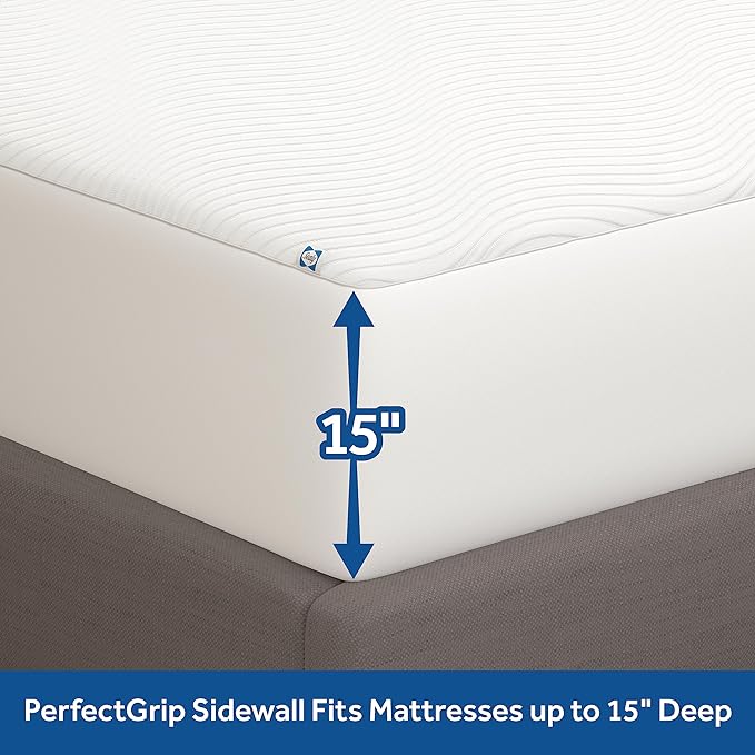 Sealy Complete Protection Mattress Protector- Queen Size Stain Protection Waterproof Machine Washable Cover