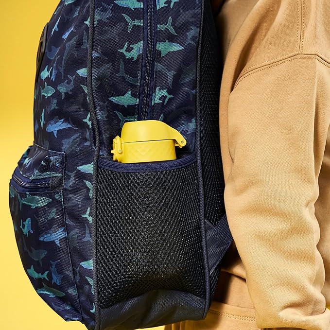 Ion8 Small Water Bottle, 350 ml/12 oz, Leak Proof, Easy to Open, Secure Lock, Dishwasher Safe, BPA Free, Carry Handle, Hygienic Flip Cover, Easy Clean, Odor Free, Carbon Neutral, Sunset Yellow