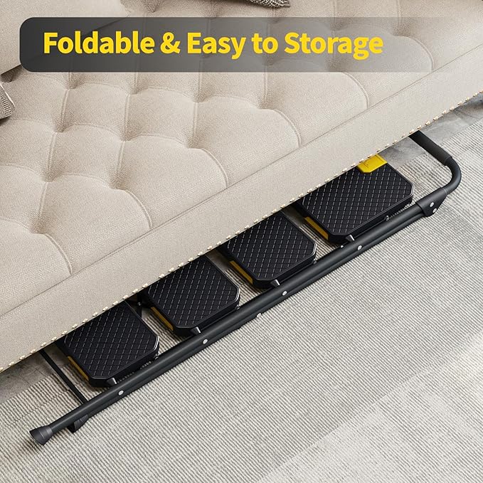 KINGRACK 4 Step Ladder, Sturdy Steel Step Stool with Safe-Lock Design, Handrail, Anti-Slip Wide Pedals, Pass 800lbs Load Testing, Folding Portable Ladder for Multi-Purpose, Home, Kitchen, Black