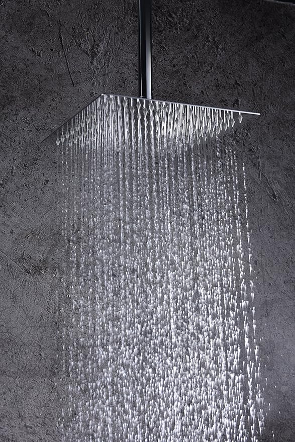 sumerain Shower System Ceiling Mount with Rough-in Valve, Rain Showerhead and Hand Shower, Chrome Finish