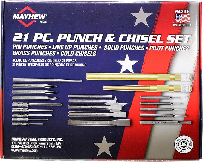 Mayhew Tools 60210F Punch and Chisel Set, 21-Piece with Foam Block