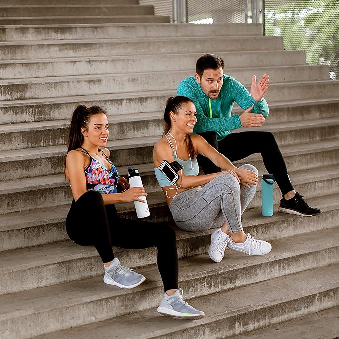 Hydraflow Hybrid - Triple Wall Vacuum Insulated Water Bottle with Flip Straw (34oz, Powder Black) Stainless Steel Metal Thermos, Reusable Leak Proof BPA-FREE for Sports and Travel