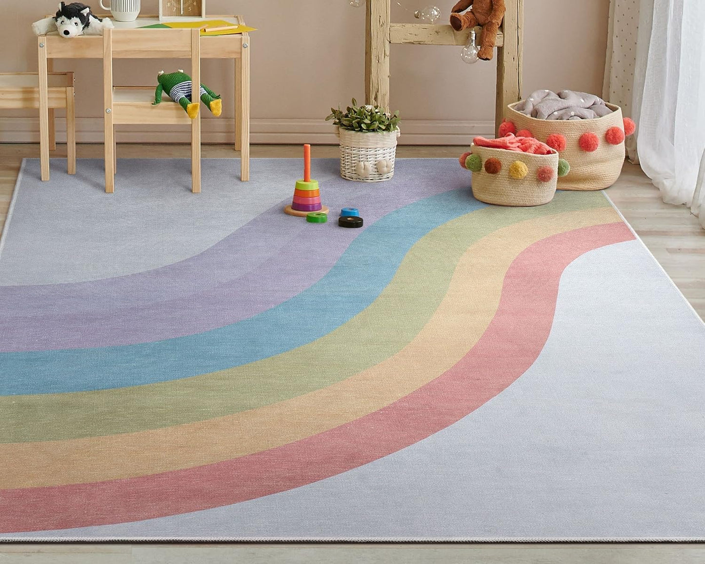 Well Woven Kids Rainbow Rug, 3'3" x 5', Multi Color