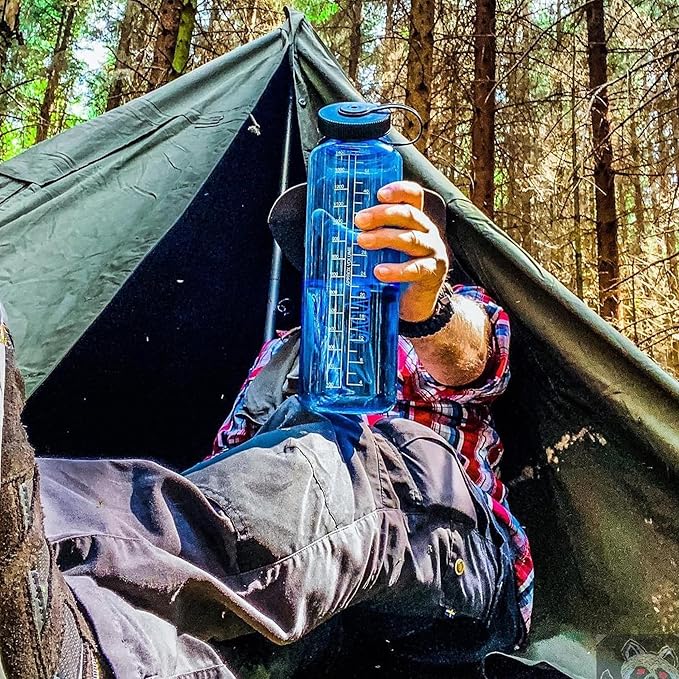 Nalgene Sustain Tritan BPA-Free Water Bottle Made with Material Derived from 50% Plastic Waste, 48 OZ, Wide Mouth, Blue