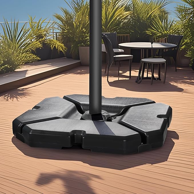 FRUITEAM 233lbs Capacity Durable Patio 4pcs Umbrella Base,with Easy-Fill Ports for Water/Sand,Stabilizes 9-11FT Large Cantilever Outdoor Umbrellas