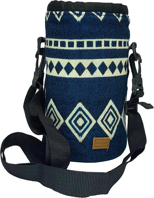 Water Bottle Holder w/ Strap | Bottle Sleeve Carrier for Walking, Backpacking | Hydro and Iron Flask Sling Bag | Bottle Protector for Beer Water Coffee Wine | Camping Accessories (40 oz, Laguna Blue)