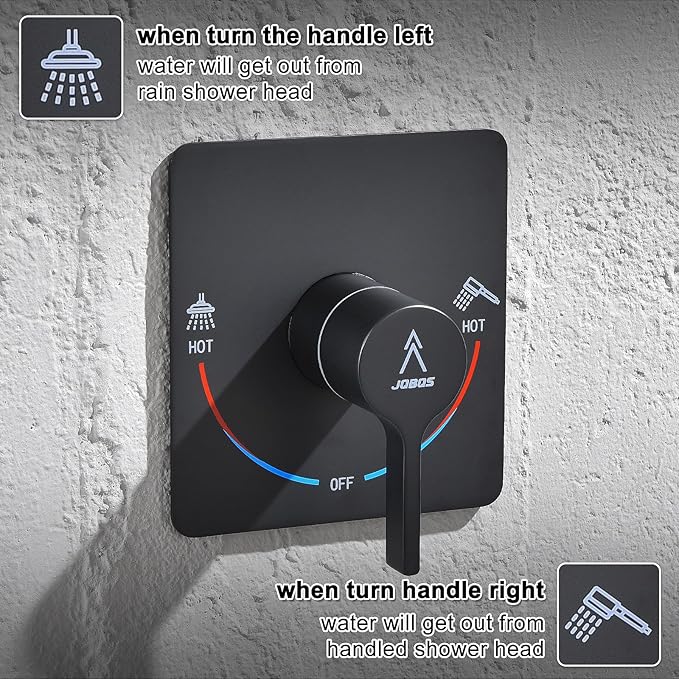 Shower Faucet Set Rain Shower System Valve Kit with Head -3 Setting Handheld High-Pressure Shower Fixtures Valve Included (Matte Black)