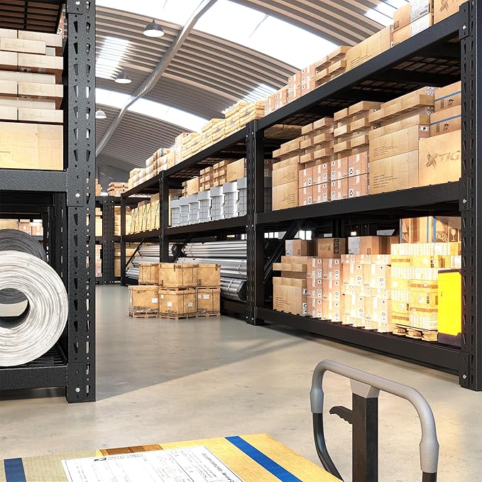 Bepatio 77" W Garage Shelving Storage Shelves, 3 Tier Metal Shelving Unit Heavy Duty for Storage, Adjustable Black Shelves for Commercial, Industrials, Garage, Basement, 77.2" W*23.7" D*66.2”H