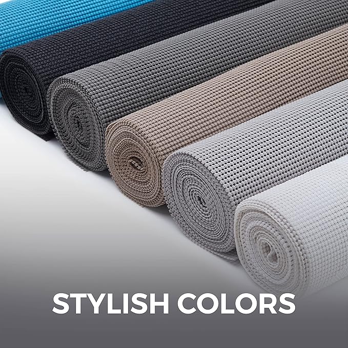 HOME GENIE Drawer Shelf and Cabinet Liner, Durable with Strong Grip, 17.5 Inch x 10 FT, Non Adhesive Liners Protect Kitchen Cabinets and Cupboard, Bathroom Drawers and Shelves, Desks, Soft Gray