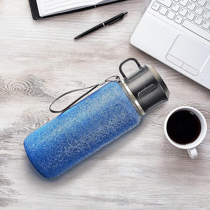 Insulated Stainless Steel Water Bottle, 27oz/800ml Sports Water bottles with Double Walled and Vacuum Insulated Metal for Travel, School, and Gym (Blue)
