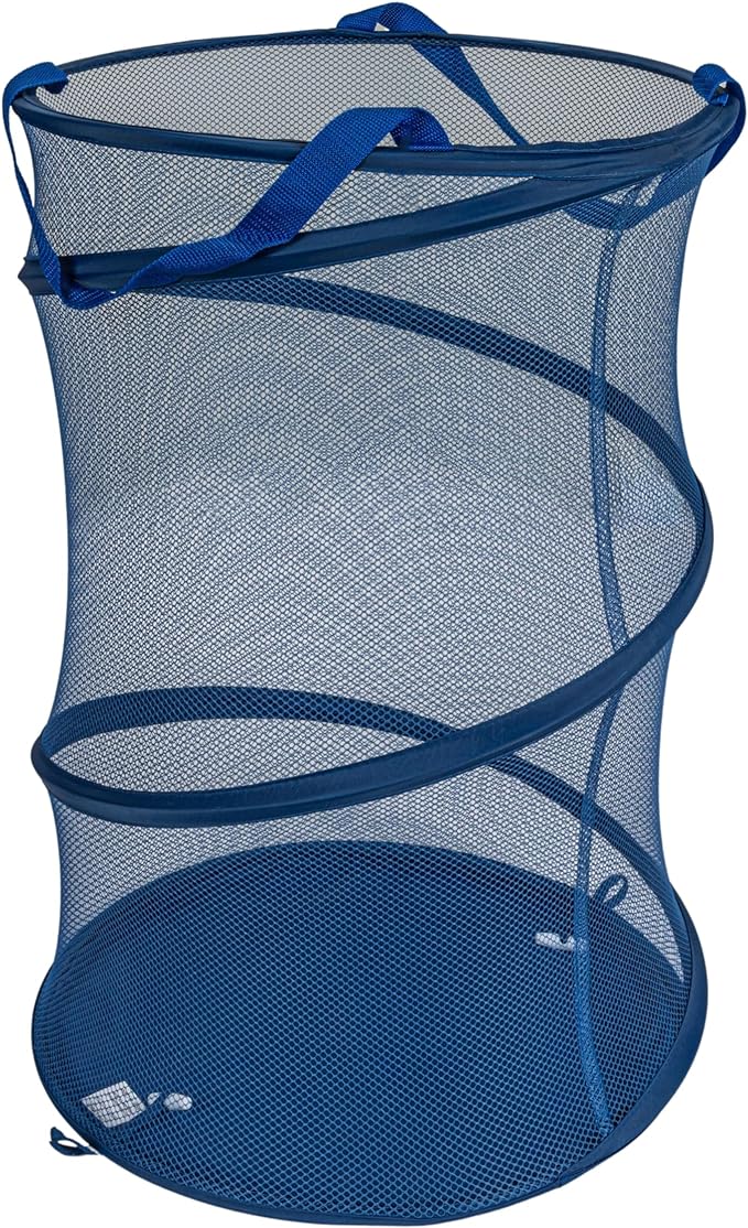 Household Essentials Pop-Up Mesh Laundry Hamper, Blue