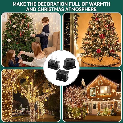 SPT-2 Vampire Plug, Extension Cord Connector Combo Kit, SPT-2 Cable Christmas Lighting String Extension Cord Replacement Splice Sliding Plug (10 Each of Male/Female and Connector Plugs, Black)