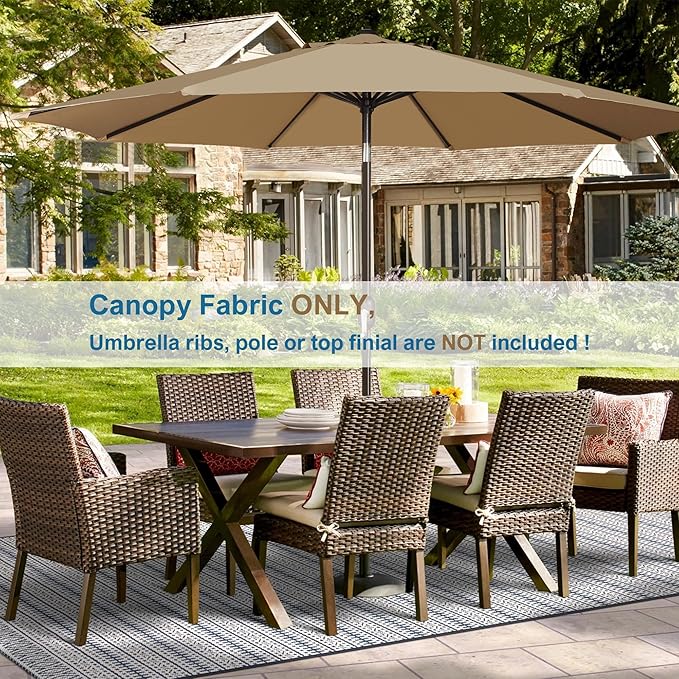 Blissun 9ft Patio Umbrella Replacement Canopy, Market Umbrella Top, Outdoor Table Umbrella Canopy for 8 Ribs, Canopy Only