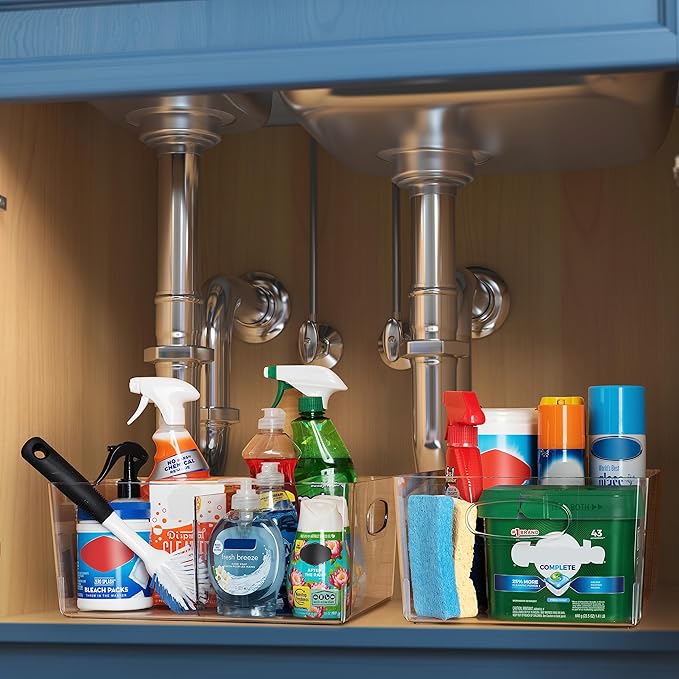 ClearSpace Plastic Storage Bins with Divider – Perfect Kitchen Organization or Pantry Storage – Fridge Organizer, Pantry Organization and Storage Bins, Cabinet Organizers