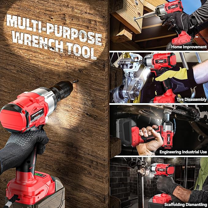 Cordless Impact Wrench Compatible with Milwaukee 18v Battery: 250Ft-lbs(340N.m) 3/8" Brushless Electric Impact Gun, 2400RPM High Torque Impact Driver, Power Impact Wrench, Bare Tool