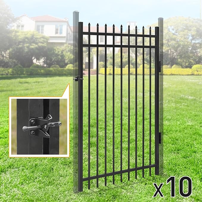 Pinnacle Fence Pack of 10 Heavy Duty Outdoor Fence Gate, 6FT x 4FT, Anti-Rust Steel, Decorative Garden Gate for Residential, Yard, Pool, Patio