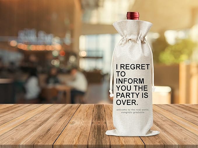 Graduation Gifts Wine Bag - Gift For Son Daughter Friend Sister Brother Girl Boy - Cotton Burlap Wine Bag (1 Pcs) - WB046