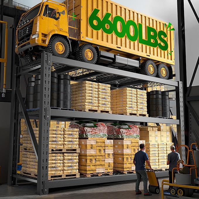 Bepatio 77" W Garage Shelving Storage Shelves, 3 Tier Metal Shelving Unit Heavy Duty for Storage, Adjustable Black Shelves for Commercial, Industrials, Garage, Basement, 77.2" W*23.7" D*66.2”H