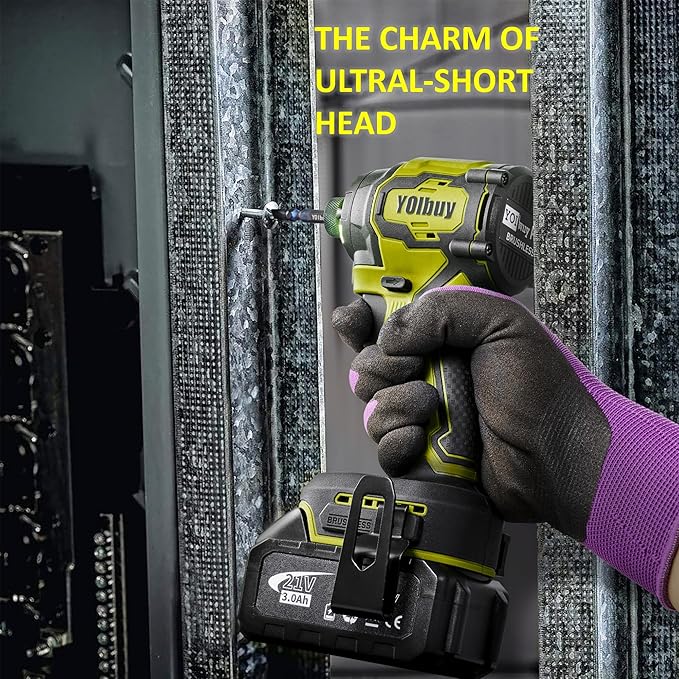 YOIbuy Cordless Impact Driver (Tool Only), Ultral short head, Mega power, Compatible with Dewalt 20V Batteries, 1/4"Brushless impact dirver with 4-Speed Settings, Smart-Mode, LED Light (RED)