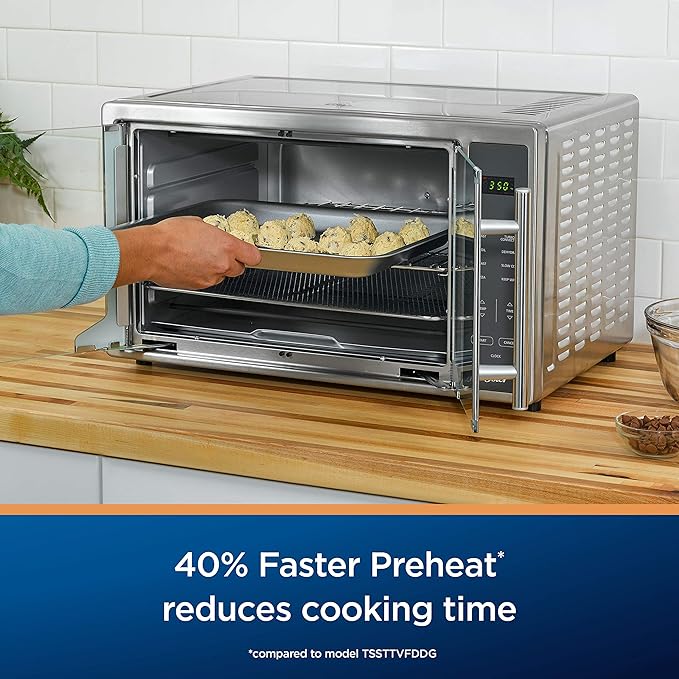 Oster Air Fryer Oven, 10-in-1 Countertop Toaster, Large Enough for 2 Pizzas, Stainless Steel French Doors, XL Sized