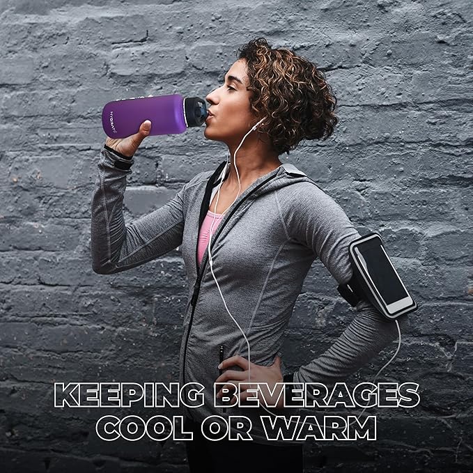 HYDRATE Insulated Stainless Steel Water Bottle - Large Reusable Flask with Leak-Proof Design and Convenient Handle - Double Vacuum Insulation for School, Work, or Adventure