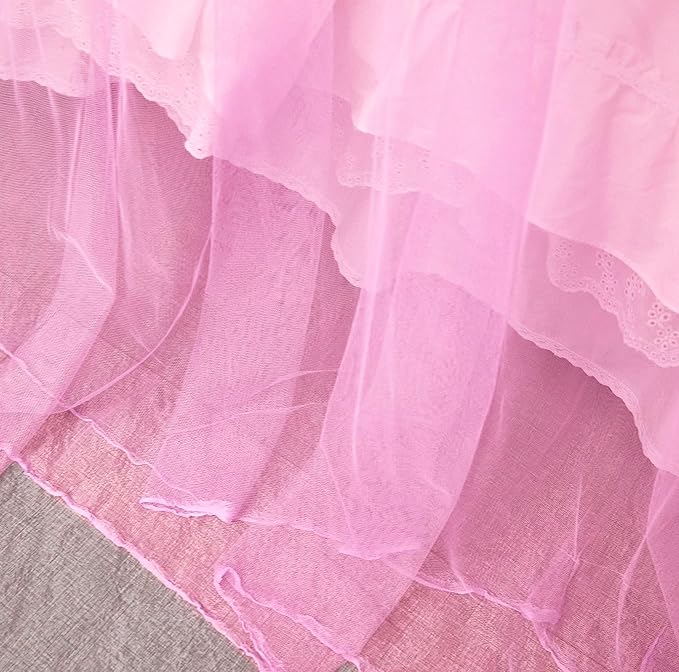 Mengersi 4 Corner Post Canopy Bed Curtains Twin Single to Twin XL Size Bed,Netting Curtains for Camping, Patio,Indoor Outdoor Net (80x40x80, Pink)