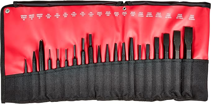Mayhew Tools 61020 Pro Punch and Chisel Set, 20-Piece , Black