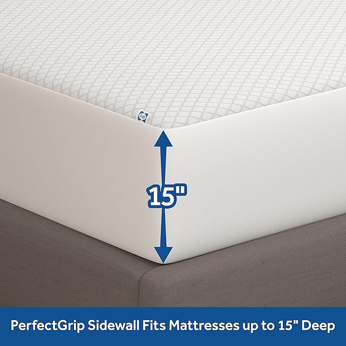 Sealy Spot and Stain Protection Fitted Mattress Protector- Twin Size Soft Polyester Waterproof Mattress Cover