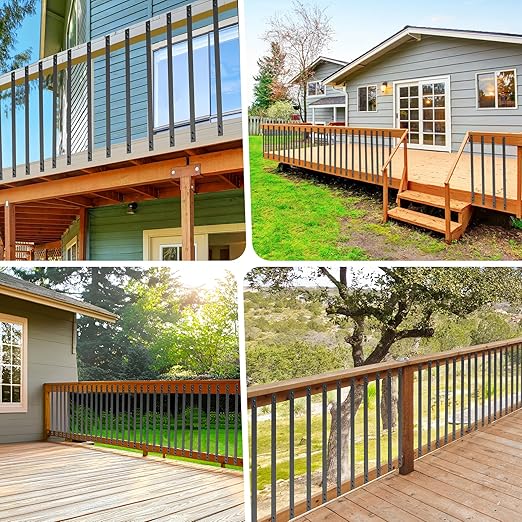 Akenow Deck Balusters, 32.25"x1" Metal Deck Spindles,61 Pack Staircase Baluster with Screws,Flat Straight Deck Railing for Wood and Composite Deck, Stylish Baluster for Outdoor Stair Deck Porch
