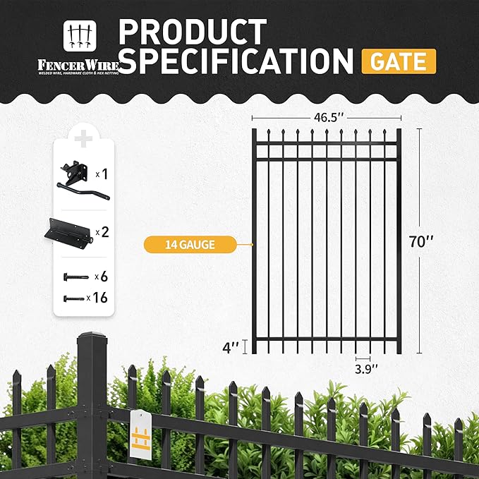 Pinnacle Fence Pack of 10 Heavy Duty Outdoor Fence Gate, 6FT x 4FT, Anti-Rust Steel, Decorative Garden Gate for Residential, Yard, Pool, Patio