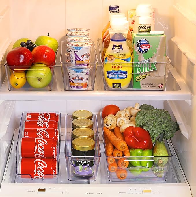 SimpleHouseware Refrigerator Storage Organizer Bins, Assorted Set of 6