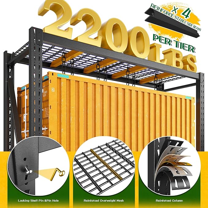 Bepatio 77" W Garage Shelving Heavy Duty, Ultra Wide Storage Shelves 3 Tier Metal Shelving Unit Adjustable Utility Shelves for Garage, Basement, Warehouse, Black 77" W*23.7" D*66”H, 2 PCS