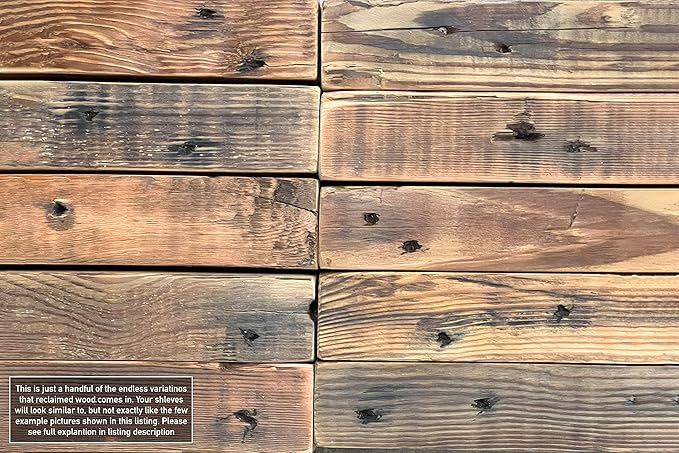 Urban Legacy Reclaimed Barn Joist Deep Floating Shelves | Deep Shelves with Low Profile Shelf Bracket with High Weight Capacity, Set of 2 (24" x 11" x 2.5", Rustic Gray)