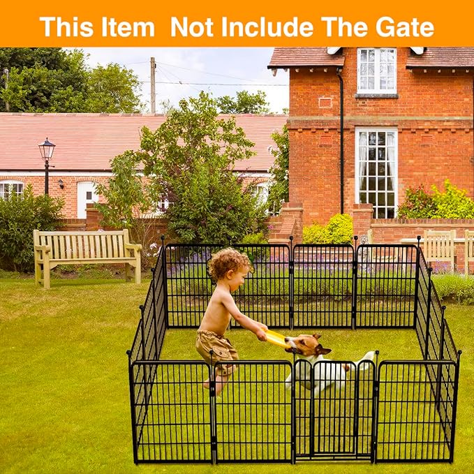 Doorless Garden Fences and Borders for Dogs, 36in(H) 14 Panels Total 31 Ft(L), Black Metal Decorative Garden Fencing, Flower Bed Fencing, Dog Digging Fence Barrier, Rabbit Fence for Flowers