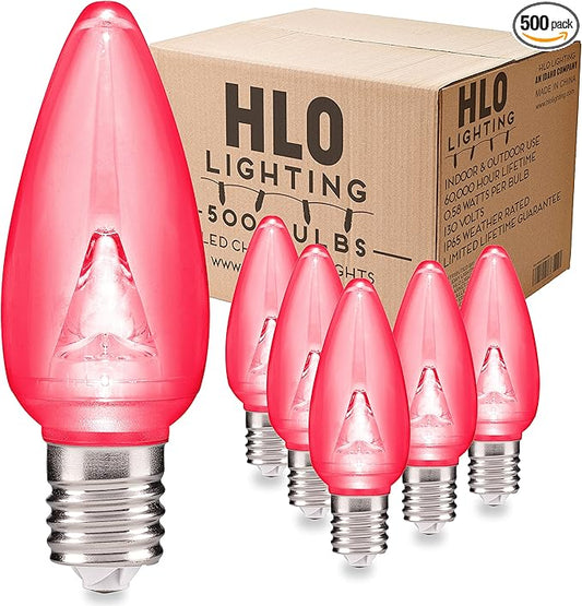 HLO Lighting Smooth C9 Christmas Lights | Pink LED Bulbs for Indoor & Outdoor Christmas Decor | Set of 500