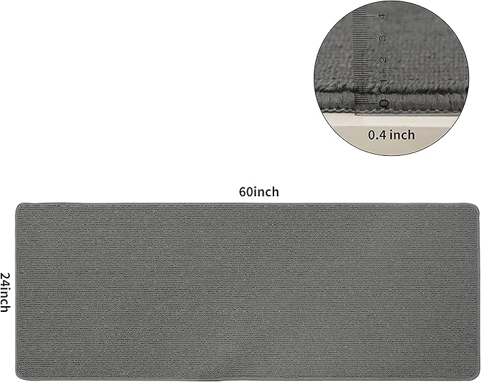 COSY HOMEER 24X60 Inch Kitchen Rug Mats Made of 100% Polypropylene Strip TPR Backing Soft Kitchen Mat Specialized in Anti Slippery and Machine Washable,for Kitchen, Floor Home,Office,Sink,Laundry,Grey