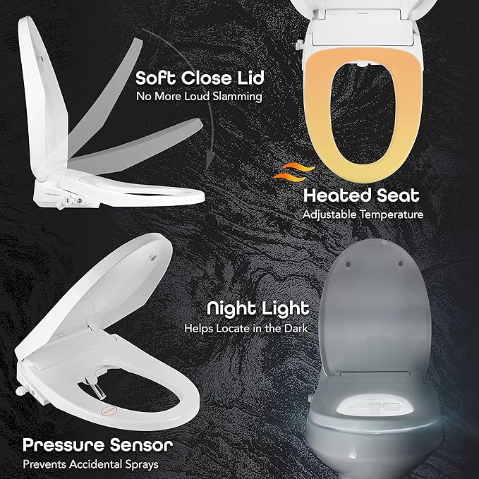 BidetMate 3000 Series Electric Toilet Seat Bidet with Unlimited Heated Water, Remote, and Adjustable Warm Air Dryer - Adjustable and Self-Cleaning - Fits Elongated Toilets