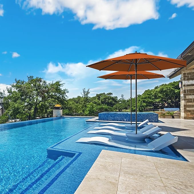 Midtown Umbrellas Push Pop Sunbrella Umbrella 9 Feet Outdoor Umbrella in Terracotta Acrylic - Patio Umbrella, Backyard Umbrella, Garden Umbrella, Picnic Table Umbrella & Pool Umbrella - Black Pole