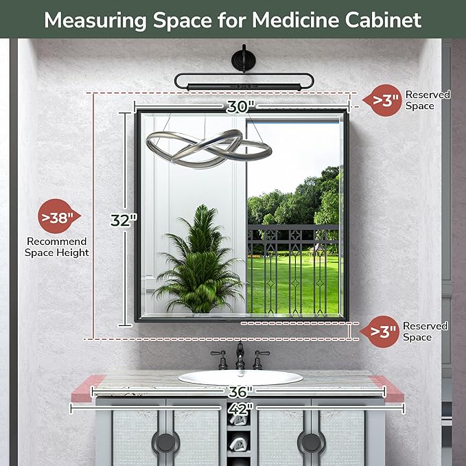 TokeShimi 30x32 Recessed Medicine Cabinet with Mirror Wall Mounted, Metal Beveled Mirror with Storage for Bathroom Vanity, Aluminum Alloy Medicine Cabinet Mirrored Silver