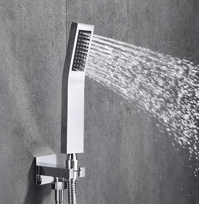 Shower Trim Kit with Valve, Shower System Includes 8 Inches Rain Shower Head With Handheld, Solid Brass Pressure Balance Valve, Chrome Finish