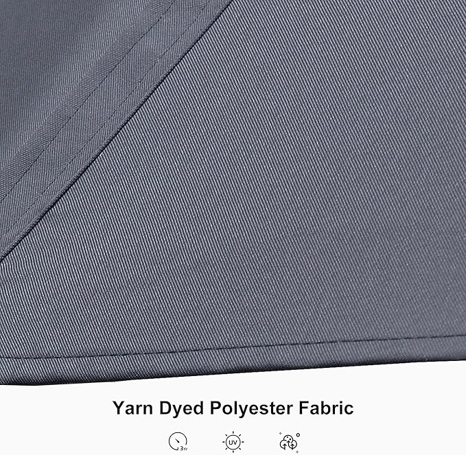 PURPLE LEAF 10 Feet Patio Umbrella Outdoor Cantilever Solar Powered LED Square Umbrella Aluminum Offset Umbrella with 360-degree Rotation for Garden Deck Pool Patio Light Grey